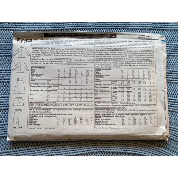 Simplicity sewing pattern  7742 girls jumper top skirt pant - Picture 3 of 5